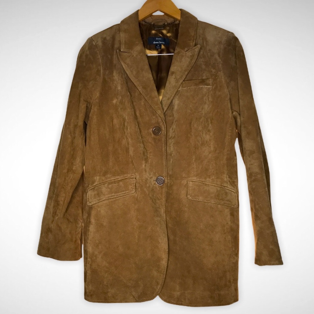 Dennis by Dennis Basso genuine leather jacket blazer Women’s size medium brown